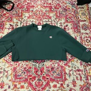 Forest Green Cropped Champion Sweater